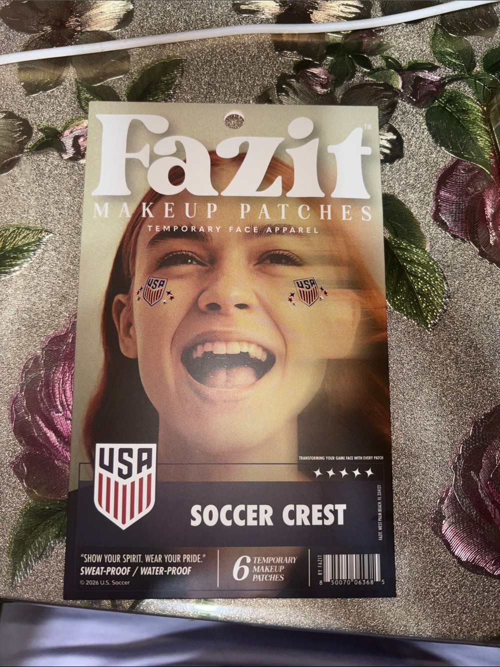 Soccer Crest Temporary Makeup Patches - USA Crest, Red & White